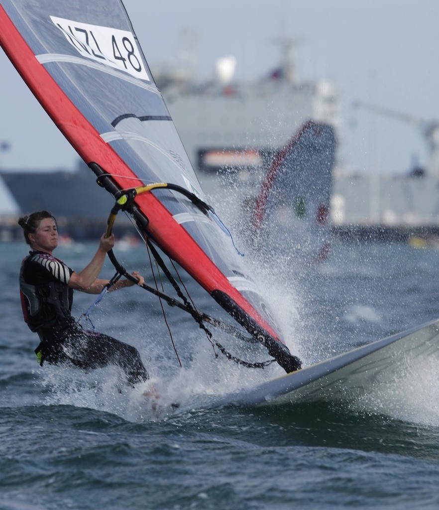 Kate Ellingham (NZL) racing in the RSX Women Class on day 3 of the 2009 Skandia Sail for Gold Regatta in Weymouth and Portland. © onEdition http://www.onEdition.com