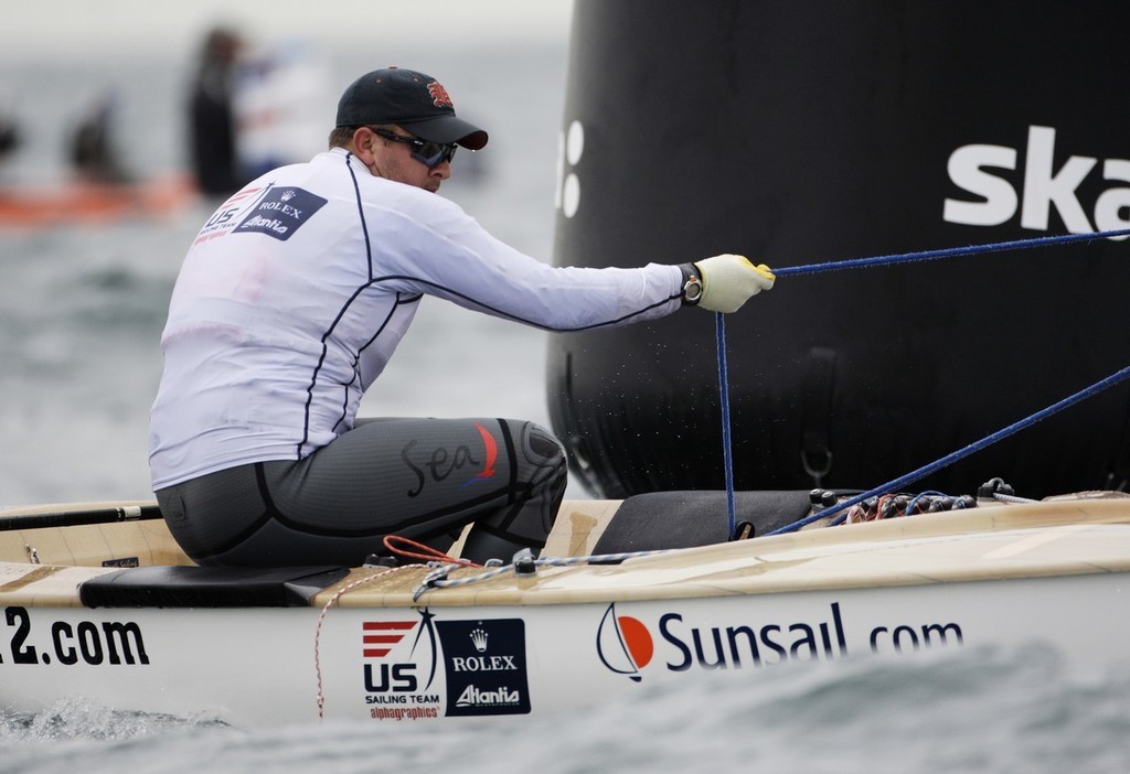Zach Railey (USA) racing in the Finn class on day 5 of the 2009 Skandia Sail for Gold Regatta in Weymouth and Portland.<br />
<br />
This event in 2011 will be one of two selection <br />
events for the US Olympic sailing team for 2012. © onEdition http://www.onEdition.com