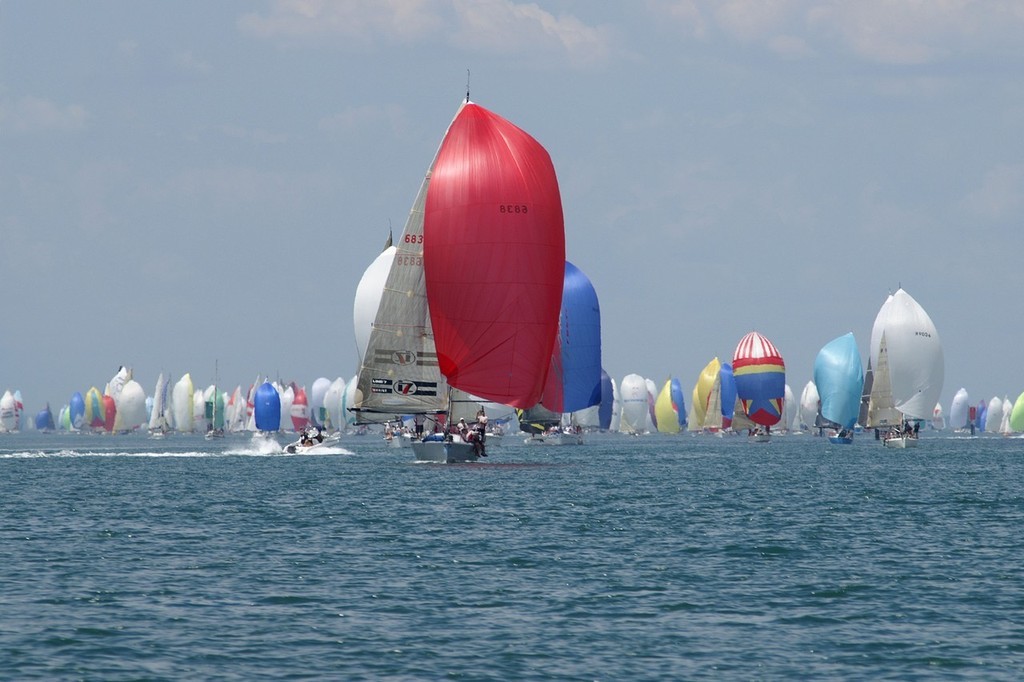 Sailing - Skandia Geelong Week  2008 - Geelong(VIC)- Spinnakers coming down the channel.  © Teri Dodds http://www.teridodds.com