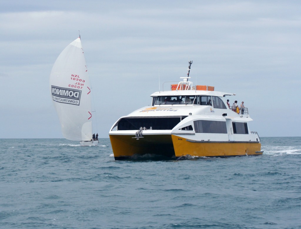 Sunferries Magnetic Island spectator ferry follows Marley Wired (background). Sunferries Magnetic Island Race after Day 2 photo copyright Sail-World.com /AUS http://www.sail-world.com taken at  and featuring the  class