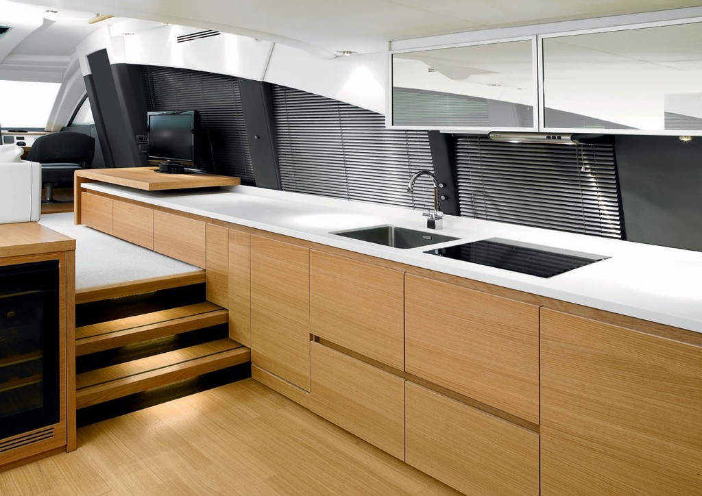 The galley has all the characteristics of a sleek, modern abode. photo copyright MIAA taken at  and featuring the  class