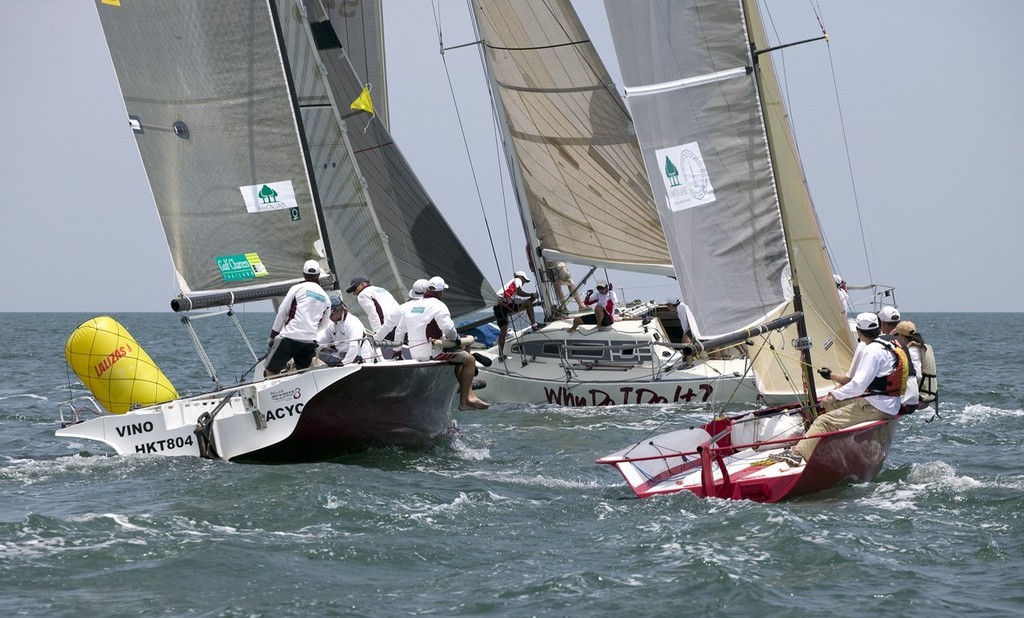 Vino, Pornstar and Breakaway at the top mark. IRC Racing div. Top of the Gulf Regatta 2009, Ocean Marina Yacht Club, Pattaya, Thailand. © Guy Nowell http://www.guynowell.com