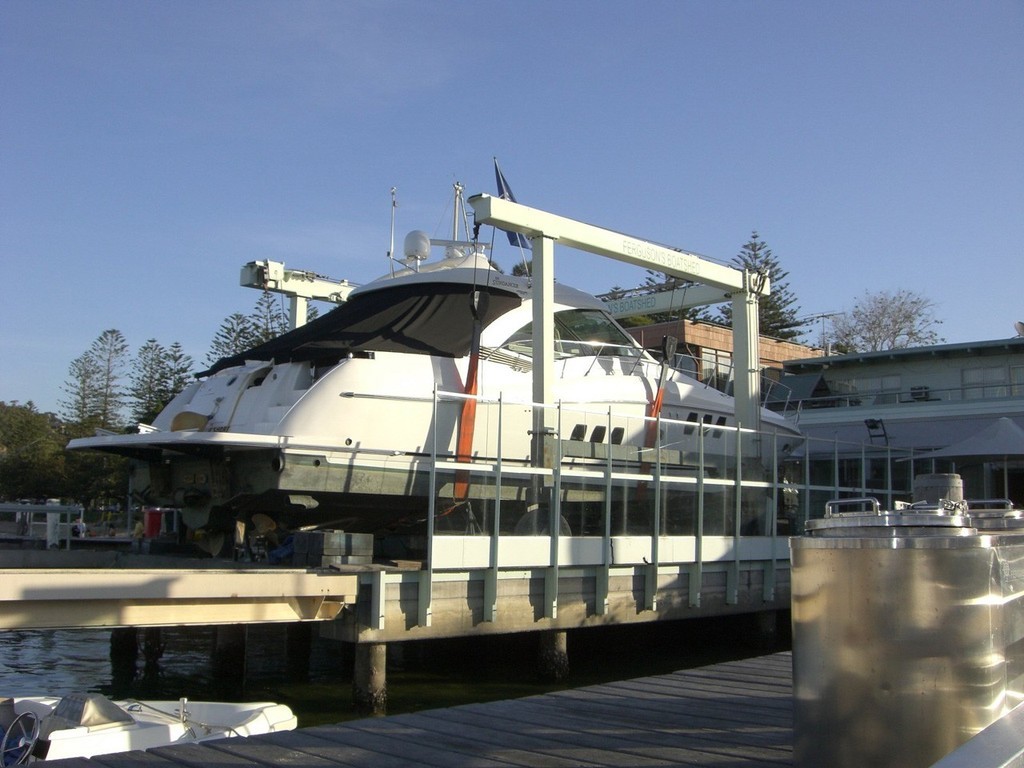Travel Lift at Fergusons Boatshed marina photo copyright Emma Lay taken at  and featuring the  class