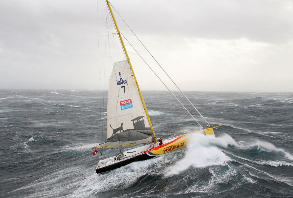 Bernard Stamm struggles in the storm on the first day of the Velux 5 Oceans Race photo copyright onEdition http://www.onEdition.com taken at  and featuring the  class