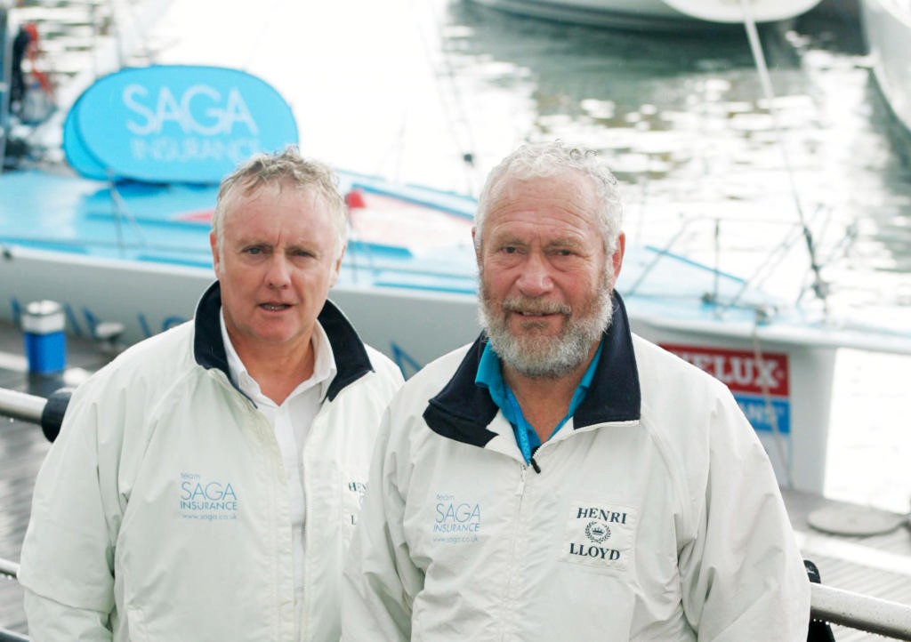 Sir Robin Knox-Johnston and rock legend, Queen drummer Roger Taylor officially name Sir Robin’s Open 60 yacht ’Saga Insurance’ today in Gunwharf Quays, Portsmouth, prior to the start of the Velux 5 Oceans start in Bilbao, Spain.  © onEdition http://www.onEdition.com