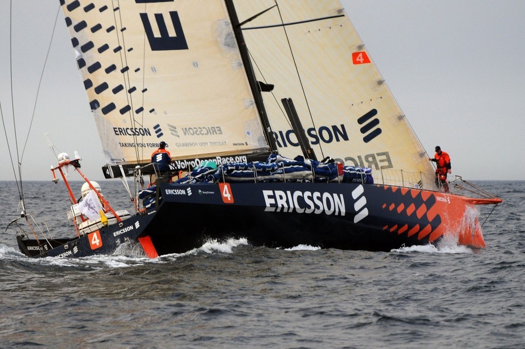 Ericsson 4 heads into the Gibraltar strait during leg 1 of the Volvo Ocean Race. ©  David Kneale/Volvo Ocean Race http://www.volvooceanrace.com/