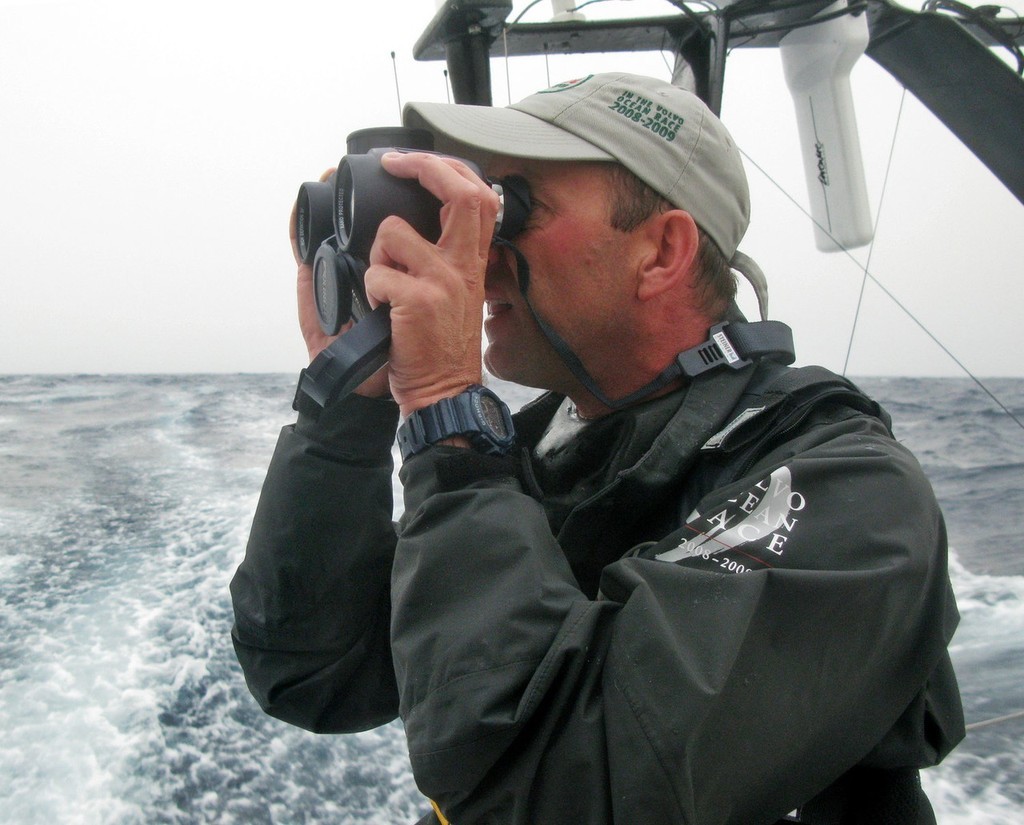 Guo Chuan/Green Dragon Racing/Volvo Ocean Race: <br />
Skipper Ian Walker keeps an eagle eye out on leg 1 of the Volvo Ocean Race<br />
<br />
 © Volvo Ocean Race http://www.volvooceanrace.com