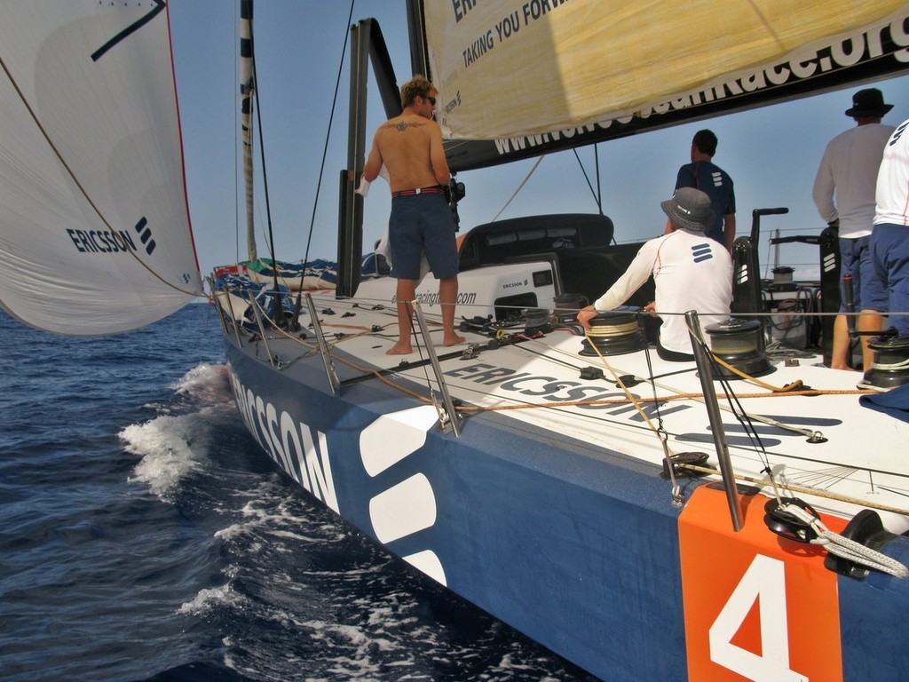 Guy Salter/Ericsson 4/Volvo Ocean Race. <br />
Ericsson 4 downwind in very light air on leg 1 of the Volvo Ocean Race<br />
<br />
 &copy; Volvo Ocean Race http://www.volvooceanrace.com