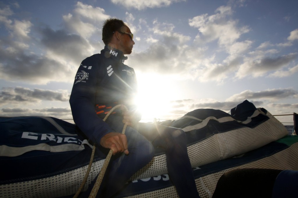 Gustav Morin/Ericsson 3: A beautiful morning with perfect breeze, 12-16 knots. Five boats are battling with less than a mile distance between each other.<br />
<br />
 © Volvo Ocean Race http://www.volvooceanrace.com