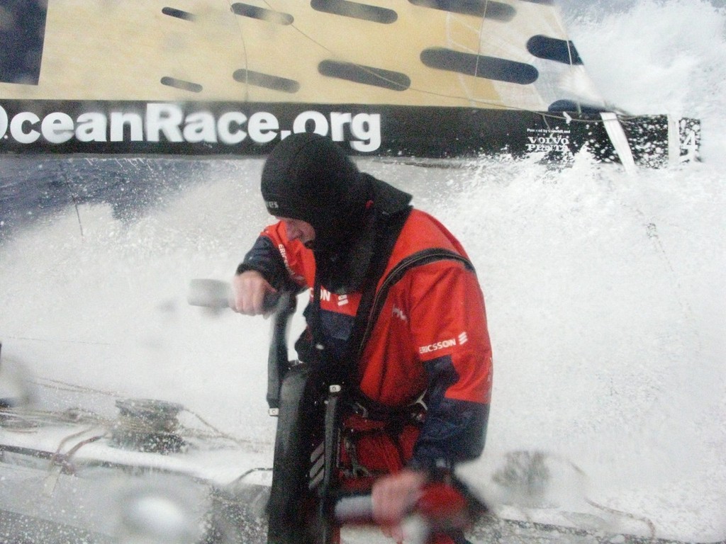 Guy Salter/Ericsson 4:
Phil Jameson (NZL) Grinding on Ericsson 4 as they set a new 24 hour record
 photo copyright Volvo Ocean Race http://www.volvooceanrace.com taken at  and featuring the  class