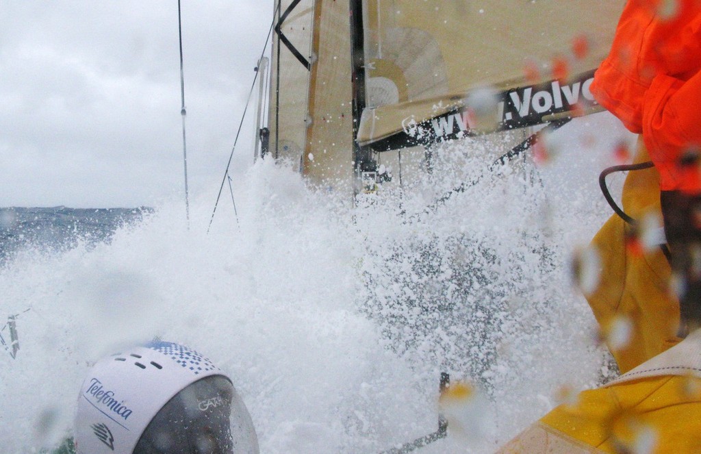 Gabriele Olivo/Equipo Telefonica/Volvo Ocean Race.<br />
Telefonica Blue in rough seas on the final stretch of leg 1 to Cape Town, in the Volvo Ocean Race<br />
 © Volvo Ocean Race http://www.volvooceanrace.com