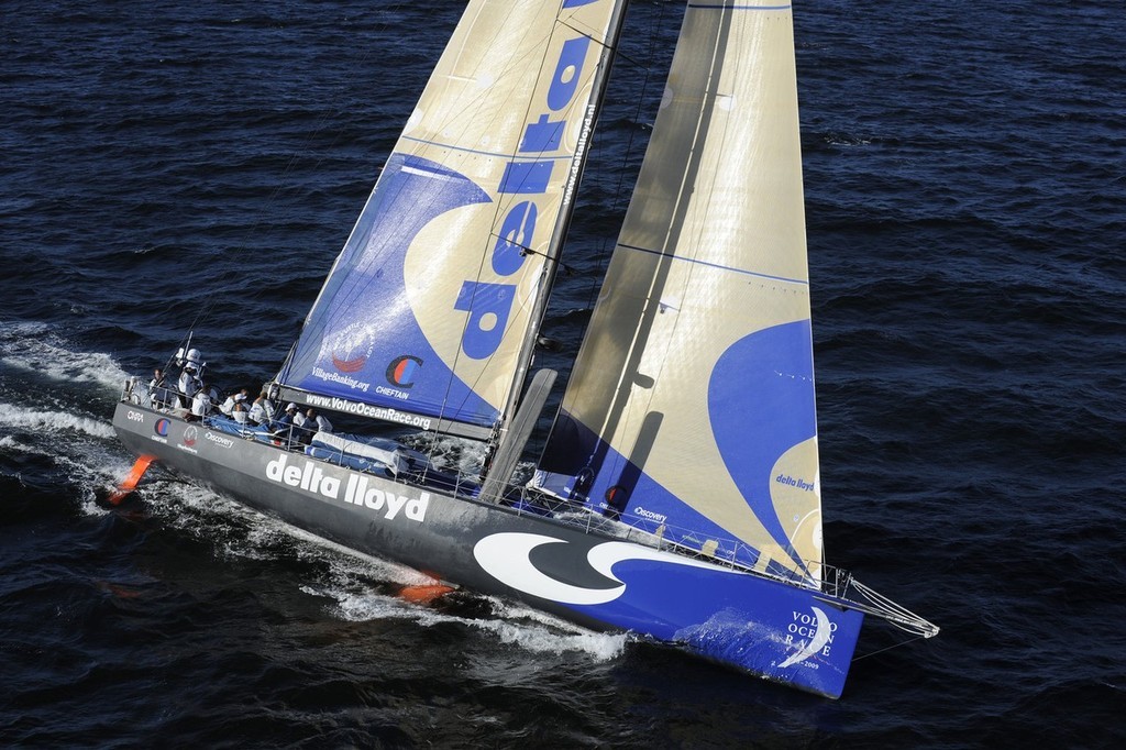 Team Delta Lloyd at the start of  leg 2 of the Volvo Ocean Race from Cape Town, South Africa to Cochin, India © Rick Tomlinson/Volvo Ocean Race http://www.volvooceanrace.com