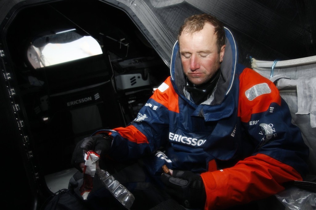 Jens Dolmer is taking a break from tough sailing, Ericsson 3’s radar, on leg 2 of the Volvo Ocean Race © Gustav Morin/Ericsson Racing Team/Volvo Ocean Race http://www.volvooceanrace.org