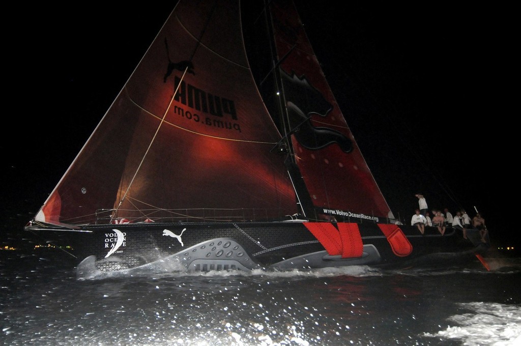 PUMA Ocean Racing, skippered by Ken Read (USA) takes second place on leg 3 of the Volvo Ocean Race from India to Singapore ©  David Kneale/Volvo Ocean Race http://www.volvooceanrace.com/