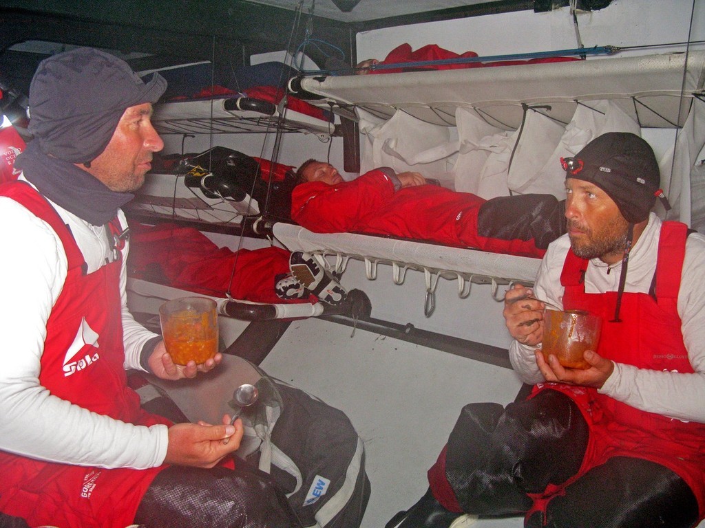 (l-r) Ian Budgen and Tom Braidwood, onboard Green Dragon, on leg 4 of the Volvo Ocean Race, from Singapore to Qingdao, China photo copyright Guo Chuan/Green Dragon Racing/Volvo Ocean Race http://www.volvooceanrace.org taken at  and featuring the  class
