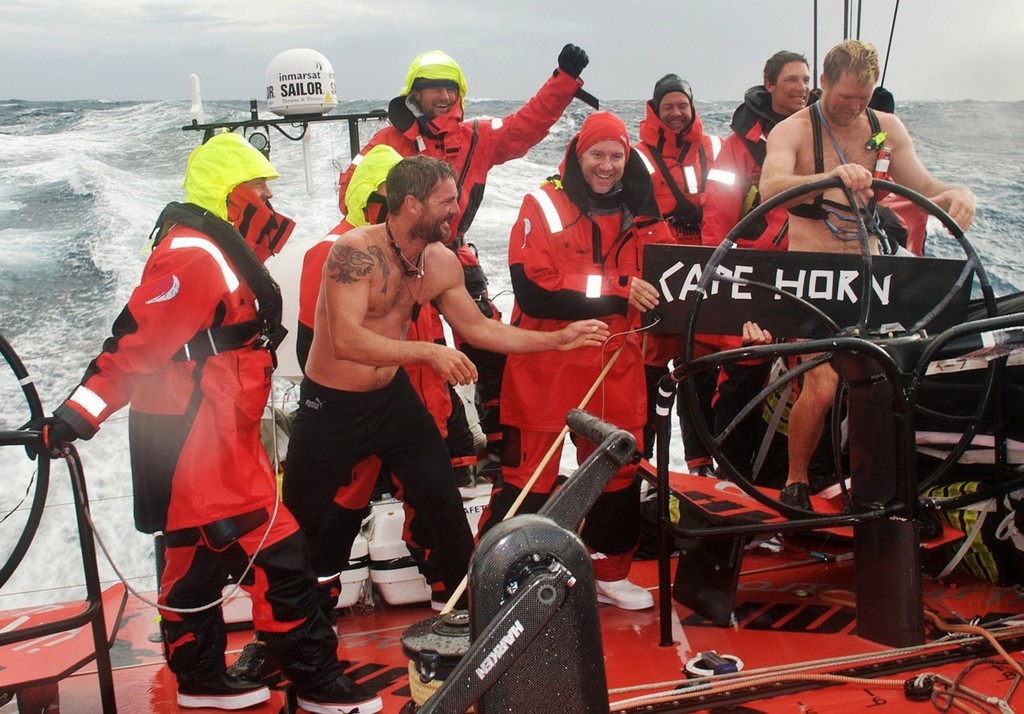 PUMA Ocean Racing, skippered by Ken Read (USA), celebrate rounding Cape Horn in third place at 20:46 GMT, on leg 5 of the Volvo Ocean Race © Rick Deppe/PUMA Ocean Racing/Volvo Ocean Race http://www.volvooceanrace.org