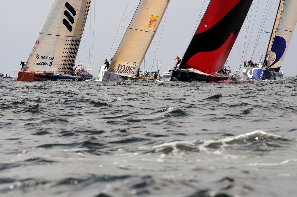 Light airs prevailed for the In-Port Race Galway Bay, Ireland, during the Volvo Ocean Race 2008-09.<br />
<br />
 ©  David Kneale/Volvo Ocean Race http://www.volvooceanrace.com/