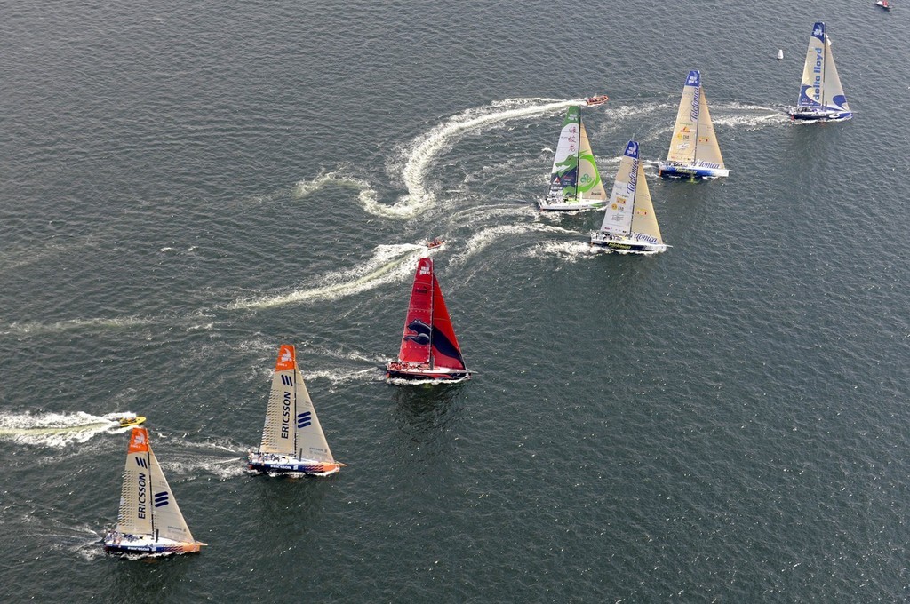 <br />
Bright sunshine and light airs for the In-port race in Galway Bay, for the Volvo Ocean Race © Rick Tomlinson/Volvo Ocean Race http://www.volvooceanrace.com