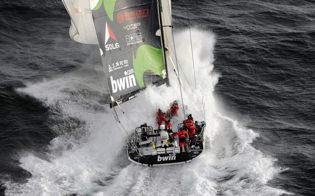 Green Dragon surfing at 30 knots off the Blasket Islands West of Ireland, shortly after the start of leg 8 from Galway to Marstrand. <br />
 © Rick Tomlinson/Volvo Ocean Race http://www.volvooceanrace.com