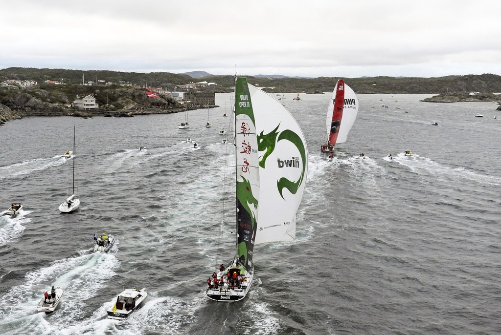 Green Dragon, skippered by Ian Walker (GBR) finish third on leg 8 from Galway to Marstrand, crossing the line at 03:05:40 GMT 11/06/09<br />
 © Rick Tomlinson/Volvo Ocean Race http://www.volvooceanrace.com