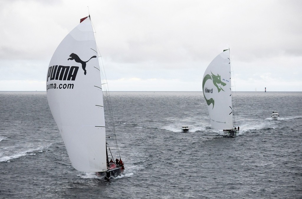 Arrival of the boars into Marstrand, first, Ericsson 4 , Puma, Green Dragon. © Rick Tomlinson/Volvo Ocean Race http://www.volvooceanrace.com