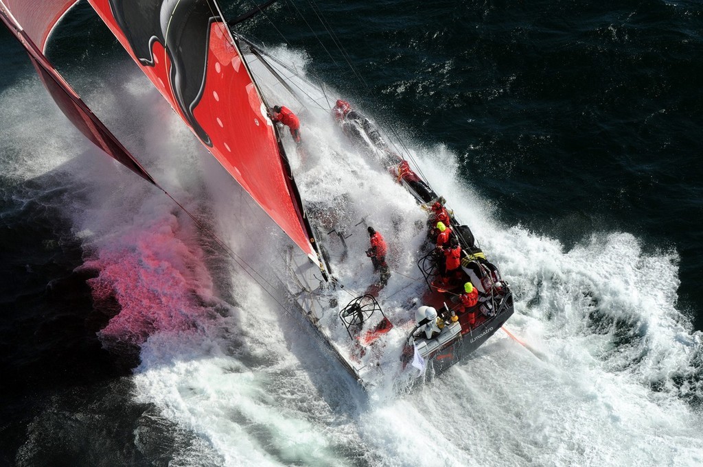 PUMA Ocean Racing, skippered by Ken Read (USA) at the start of leg 9 from Marstrand to Stockholm ©  David Kneale/Volvo Ocean Race http://www.volvooceanrace.com/