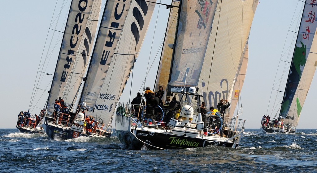 The fleet get under way at the start of leg 10 from Stockholm to St Petersburg ©  David Kneale/Volvo Ocean Race http://www.volvooceanrace.com/