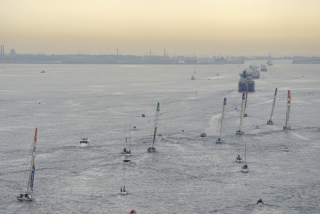 The fleet sail into St Petersburg at the end of Leg 10 © Rick Tomlinson/Volvo Ocean Race http://www.volvooceanrace.com