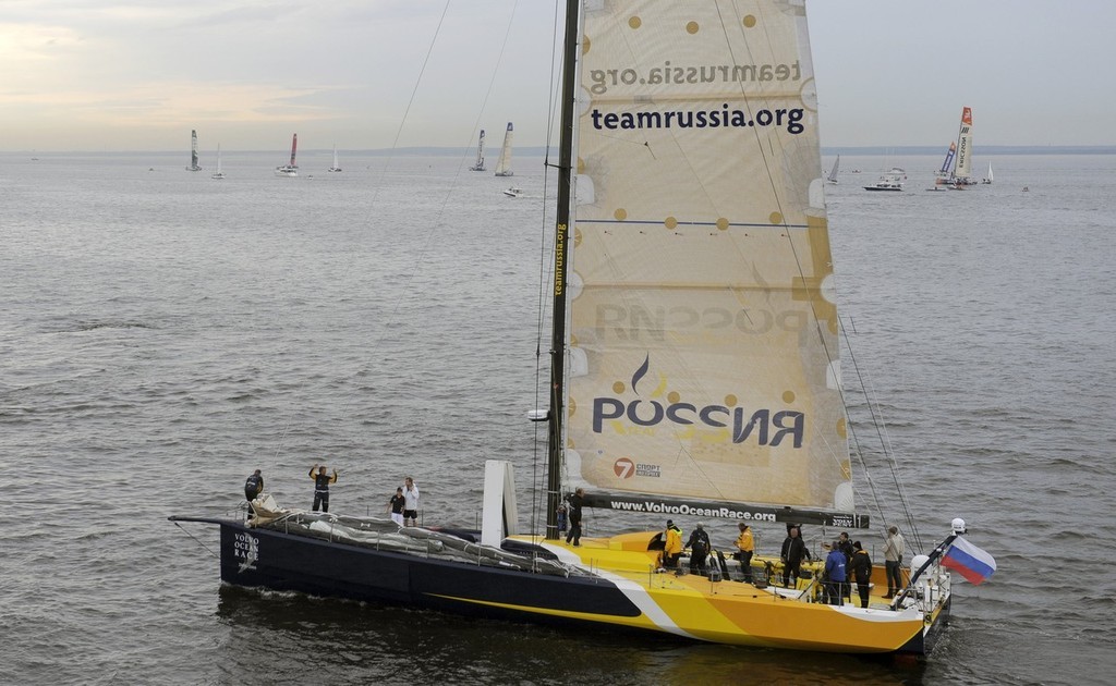 Team Russia, skippered by Stig Westergaard (DEN) finish Leg 10 in St Petersburg © Rick Tomlinson/Volvo Ocean Race http://www.volvooceanrace.com
