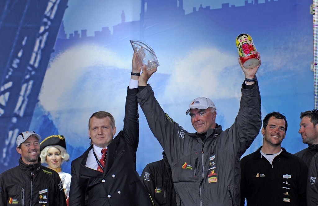 Telefonica Blue, skippered by Bouwe Bekking (NED) wins third on Leg 10 from Stockholm to St Petersburg © Rick Tomlinson/Volvo Ocean Race http://www.volvooceanrace.com