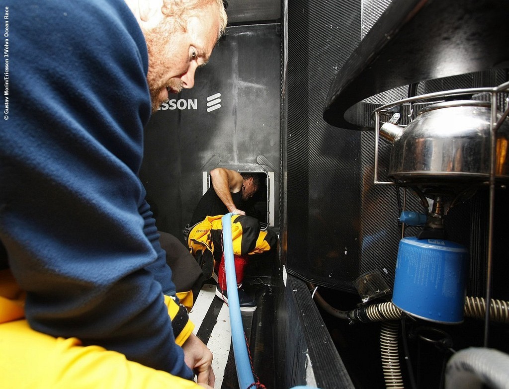 Ericsson 3 - Combination of emergency repair work and the bilge pumps got the situation under control © Gustav Morin/Ericsson Racing Team/Volvo Ocean Race http://www.volvooceanrace.org