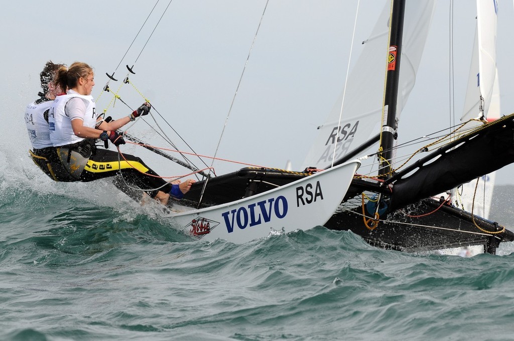 Matthew Whitehead and Calene Loubser representing South Africa in the Hobie 16 Open Multihull class at the Volvo Youth Sailing ISAF World Championship 2009 ©  David Kneale/Volvo Ocean Race http://www.volvooceanrace.com/