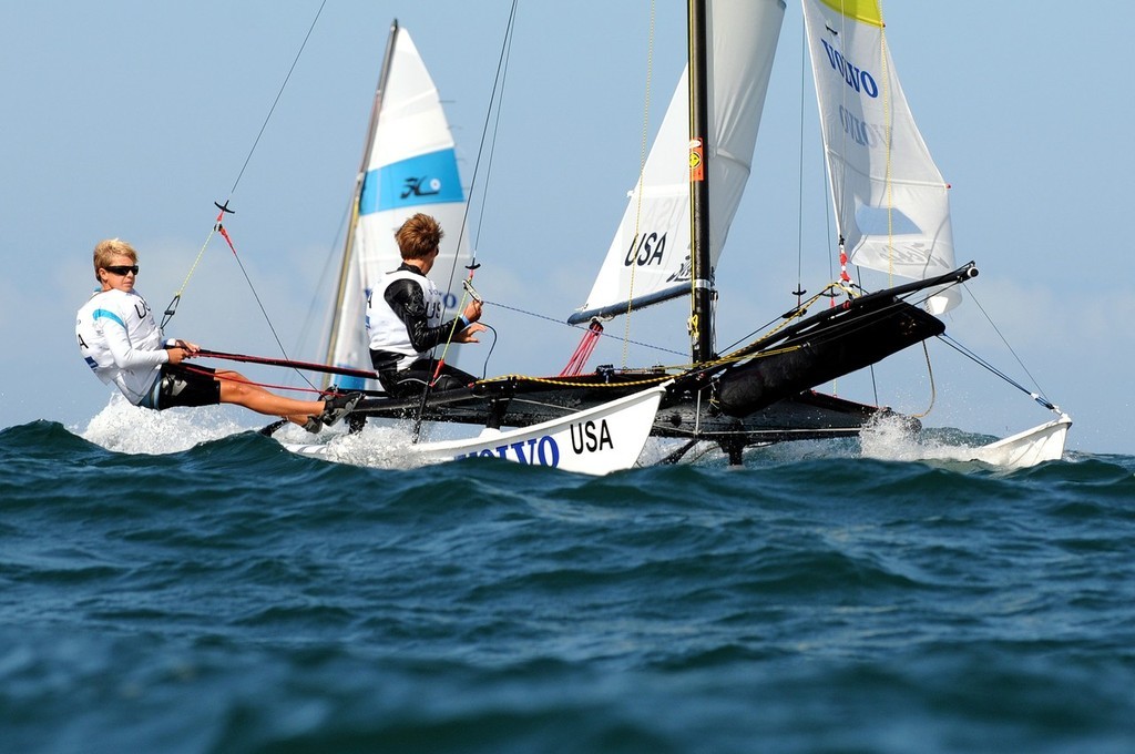 Korbin Kirk and Daniel Segerblom representing the United States in the Hobie 16 Open Multihull class at the Volvo Youth Sailing ISAF World Championship 2009  ©  David Kneale/Volvo Ocean Race http://www.volvooceanrace.com/
