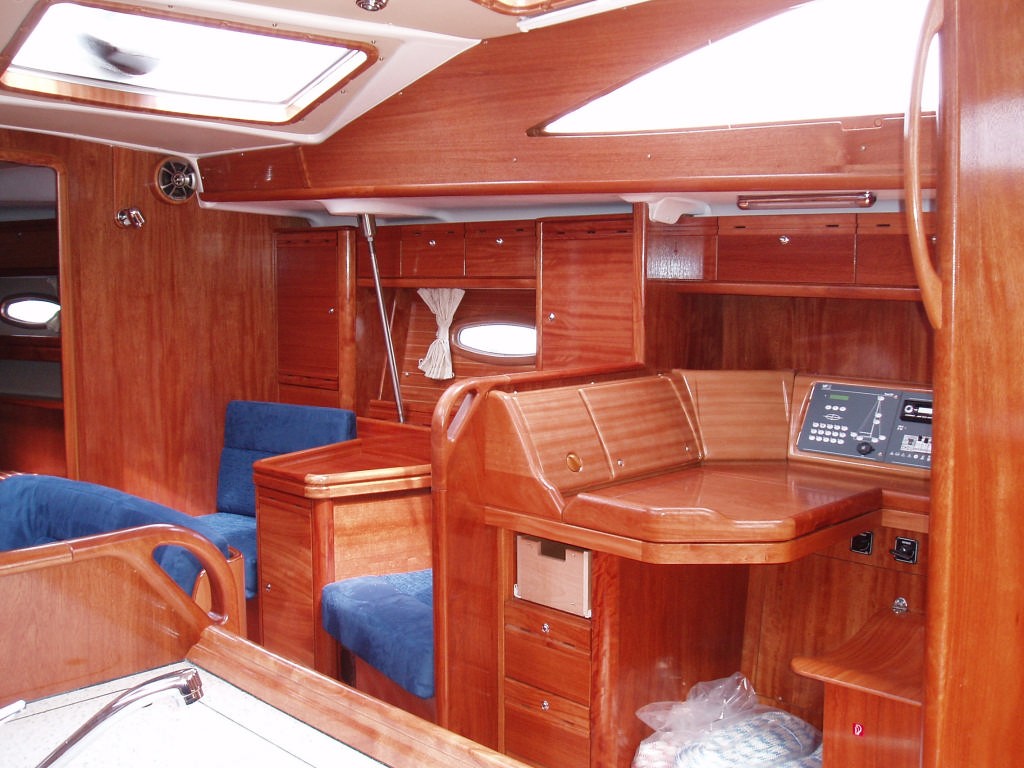 The navigation station is to starboard with dinette to port in the main saloon on the Bavaria 44. © International Marine Brokers New Zealand www.internationalmarine.co.nz