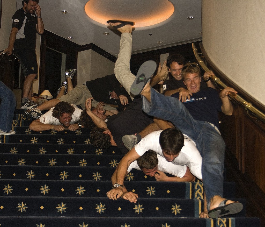 Extreme 40 crews do the Compass Room stairs. Seemed like a good idea at the time (2). © Guy Nowell http://www.guynowell.com