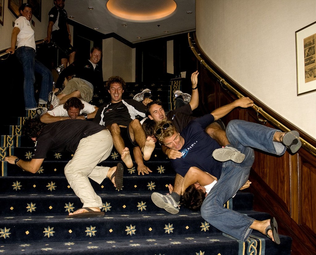 Extreme 40 crews do the Compass Room stairs. Seemed like a good idea at the time (3). © Guy Nowell http://www.guynowell.com