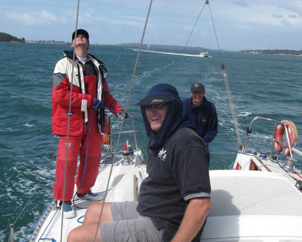 Some of the crew of Young’N’Old, including relaxed skipper Glen ’Cyril’ Picasso perching back at the stern. - Heaven Can Wait © Glen Picasso