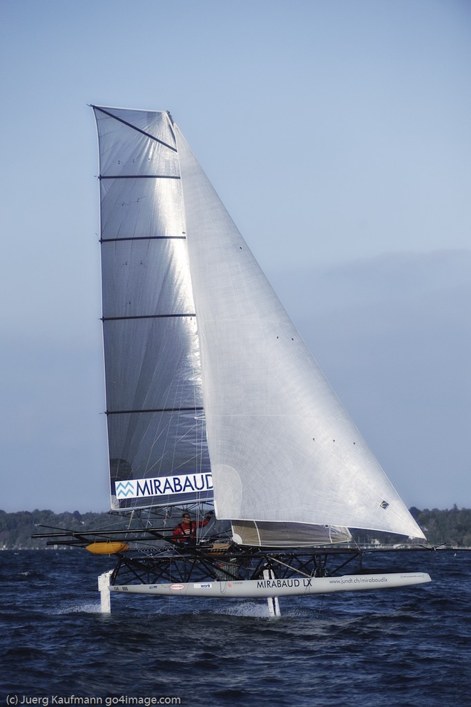 The flying monohull Mirabaud LX on her way to winning the classic Genève-Rolle-Genève - one of the Switzerland’s most important regattas  © Juerg Kaufmann go4image.com http://www.go4image.com
