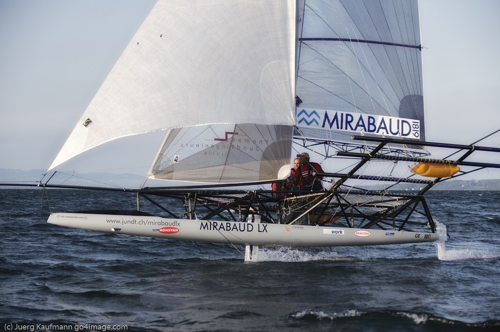 The flying monohull Mirabaud LX on her way to winning the classic Genève-Rolle-Genève - one of the Switzerland’s most important regattas  © Juerg Kaufmann go4image.com http://www.go4image.com