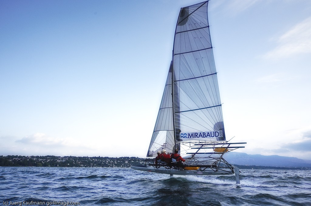 The flying monohull Mirabaud LX on her way to winning the classic Genève-Rolle-Genève - one of the Switzerland’s most important regattas  © Juerg Kaufmann go4image.com http://www.go4image.com