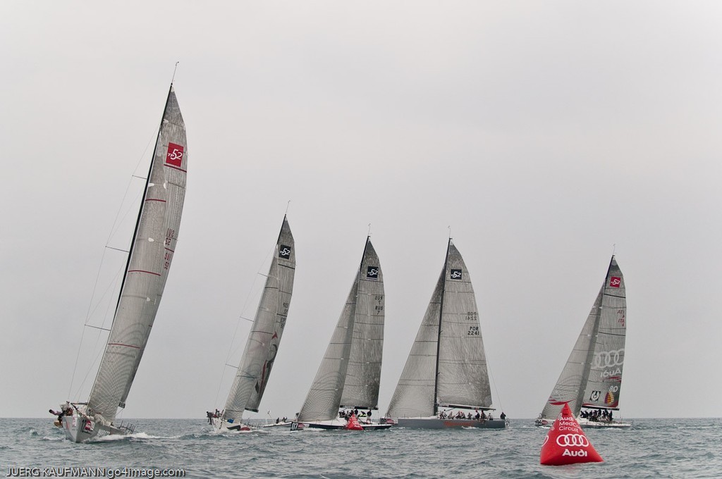Marazzi Sailing leads heading for the windward mark on their way to winning the first race of the Audi MedCup 2009 at Alicante © Juerg Kaufmann go4image.com http://www.go4image.com
