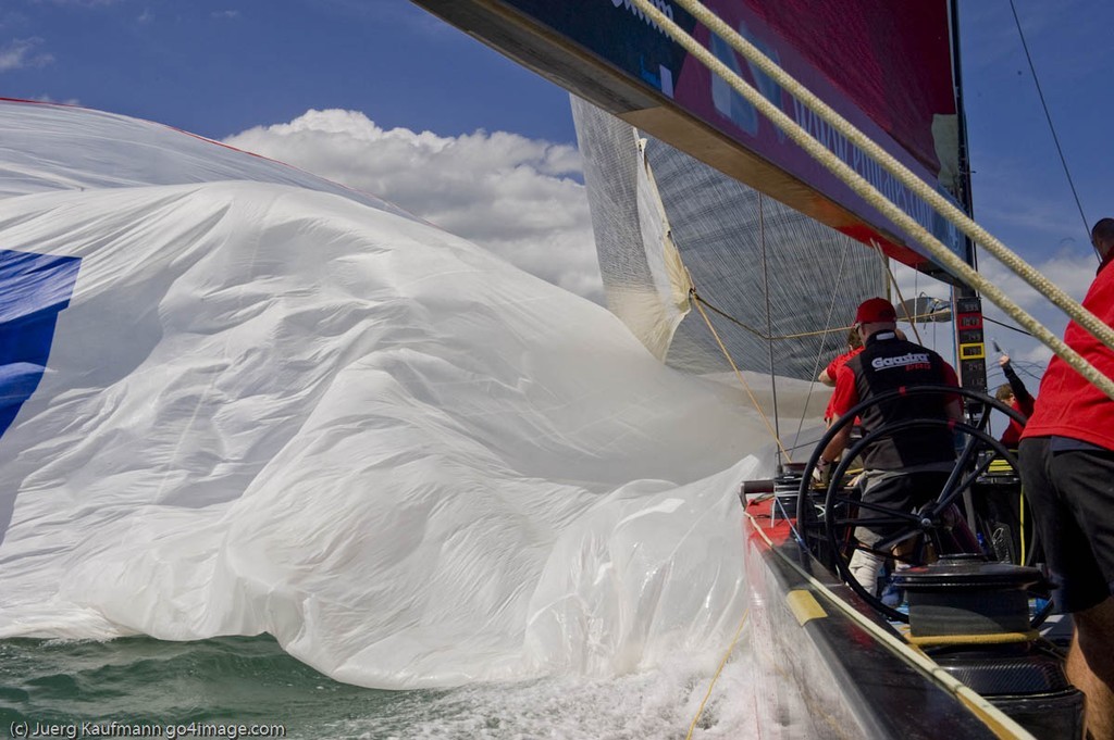 Spinnaker drop aboard K-Challenge during Practice Racing for the Louis Vuitton Pacific Series © Juerg Kaufmann go4image.com http://www.go4image.com