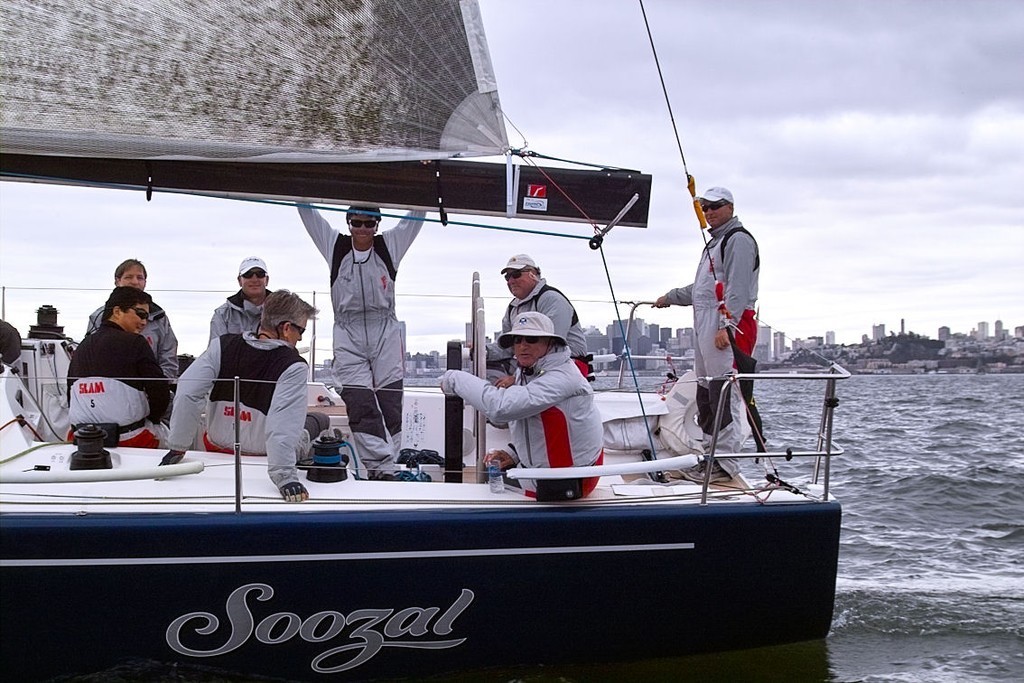 aaIMG16085 - Rolex Big Boat Series - Day Four - Dan Woolery and his ``Soozal`` crew, class winners, waiting for breeze that never came. The IRC start was eventually abandoned. photo copyright Chuck Lantz http://www.ChuckLantz.com taken at  and featuring the  class