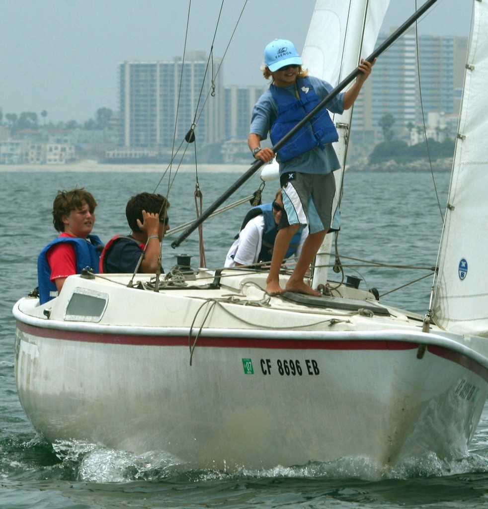 Jacob Rosenberg, 10, sets the whisker pole for Kevin Baumann's team, ages 10 to 13 - Junior Cal 20 Championship 2008
 photo copyright Rich Roberts http://www.UnderTheSunPhotos.com taken at  and featuring the  class