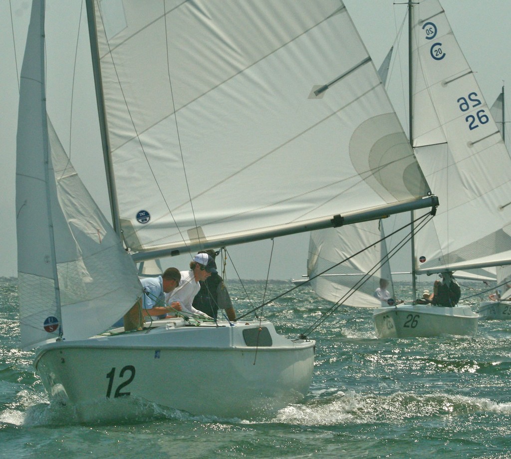 Mark Gaudio leads at leeward gate; he won last race and regatta - Cal 20 Class Championship © Rich Roberts http://www.UnderTheSunPhotos.com