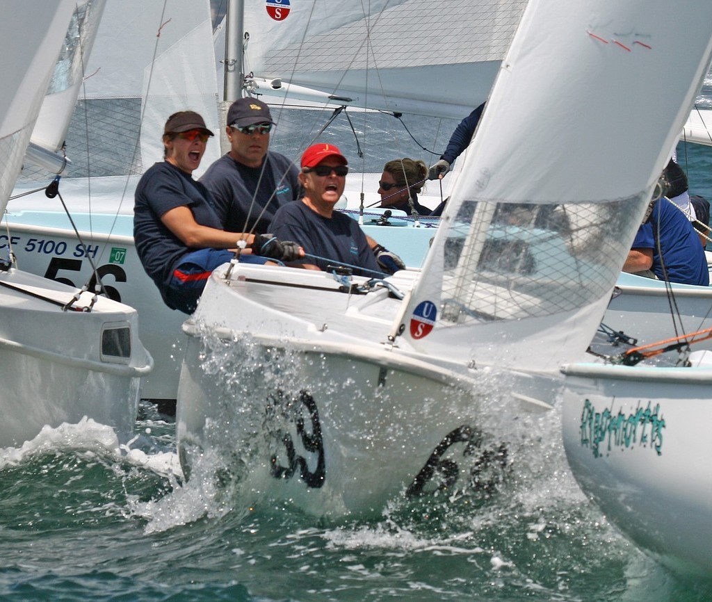 Mike Wood, Cingy King and Ron Wood (l-r) onboard Lickety Split are in third place after Saturday’s racing - Cal 20 North American Championships 2007 © Rick Roberts 
