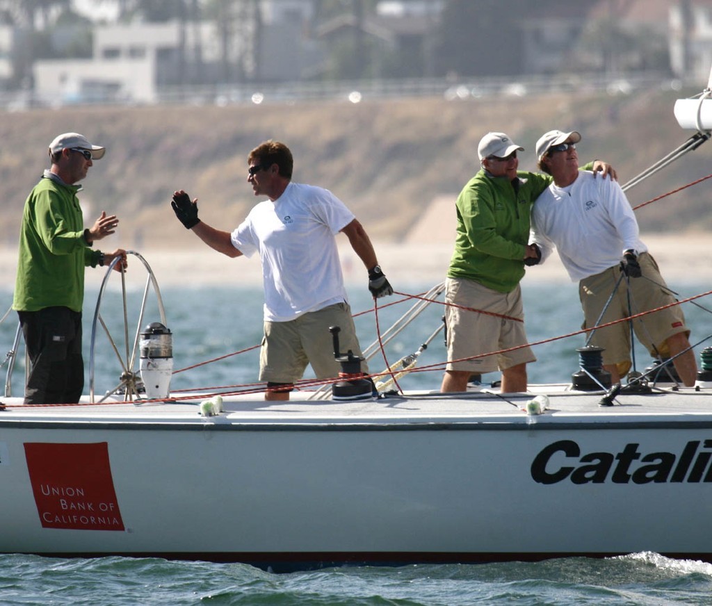 Winners celebrate; (l-r) Brady, Ziskind, Swartz and Larson - <br />
Day 5, 2008 Congressional Cup © Rich Roberts http://www.UnderTheSunPhotos.com