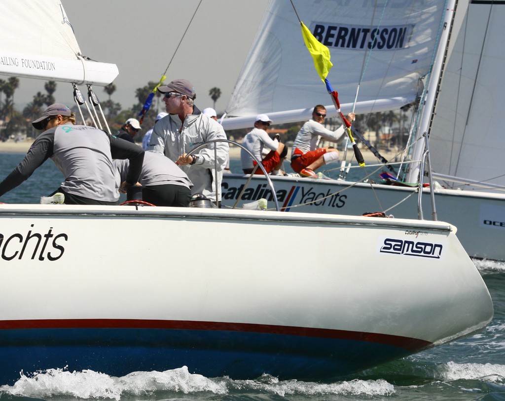 Hutchinson leads Berntsson past the windward mark - 2009 Congressional Cup, Day 1 © Rich Roberts http://www.UnderTheSunPhotos.com