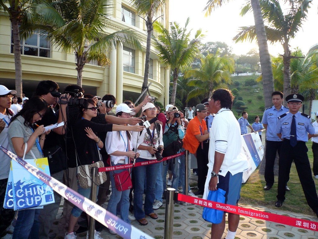 Frank Pong is interviewed by local press after the first race of the China Cup International Regatta 2007 photo copyright Guy Nowell http://www.guynowell.com taken at  and featuring the  class