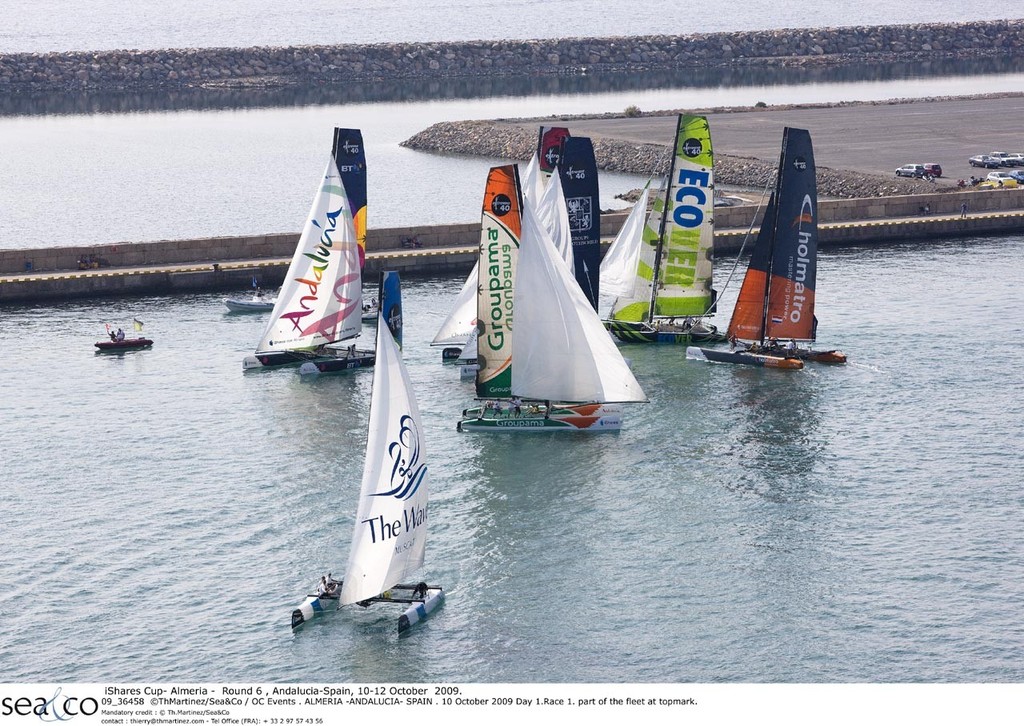 Day 1.Race 1. part of the fleet at top mark - iShares Cup, Almeria. ©ThMartinez/Sea&Co / OC Events photo copyright ThMartinez / Sea & Co - Copyright http://www.thmartinez.com taken at  and featuring the  class